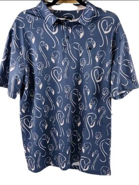 Flomotion Breathable Stretch Moisture Wicking Flamingo Golf Shirt Polo XL